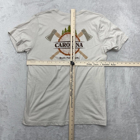 Carolina Shirt Mens Large L Brown T-shirt Workwear Axe Logo Lightweight Stretch - Picture 8 of 8